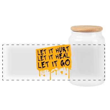 Let It Hurt Let It Heal Let It Go Inspirierend - Panorama Keksdose mit Holzdeckel - Weiß - Vorne
