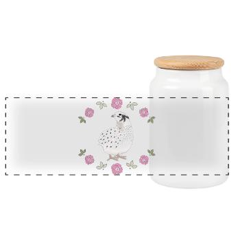Vintage Wachtel Design mit Rosen - Panorama Keksdose mit Holzdeckel - Weiß - Vorne