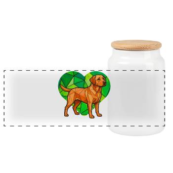 Kubistischer Labrador Retriever Geometrisches Herz-Haustierkunst - Panorama Keksdose mit Holzdeckel - Weiß - Vorne