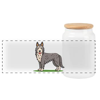 Irish Wolfhound (bande dessinée) - Boîte à biscuits avec couvercle en bois - blanc - Devant