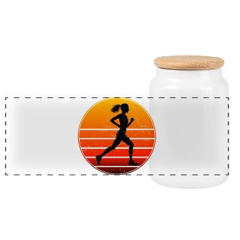Gift idea for a jogger with marathon running - Panoramic Cookie Jar with Wooden Lid - white - Front