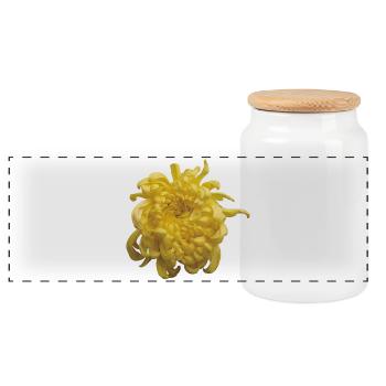 Vibrant_Yellow_Chrysanthemum_Flower - Panoramic Cookie Jar with Wooden Lid - white - Front
