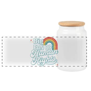 Mois de la fierté LGBTQ - Grand fan des droits humains - Boîte à biscuits avec couvercle en bois - blanc - Devant