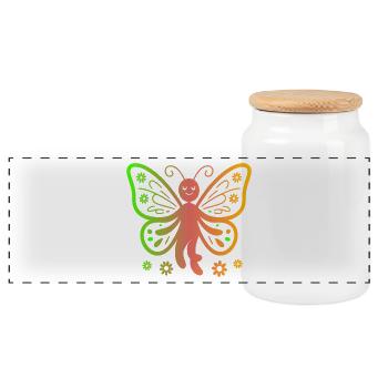 Regenbogen Schmetterling Magie - Panorama Keksdose mit Holzdeckel - Weiß - Vorne