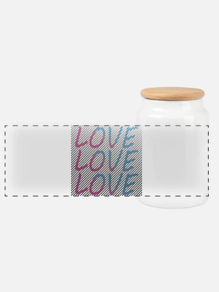 Gradient Love Schriftzug auf Streifen - Panorama Keksdose mit Holzdeckel - Weiß