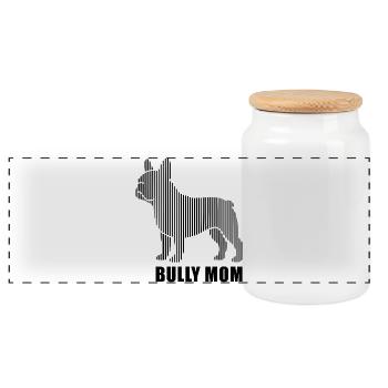 Bully Mom – French Bulldog Silhouette - Panoramic Cookie Jar with Wooden Lid - white - Front