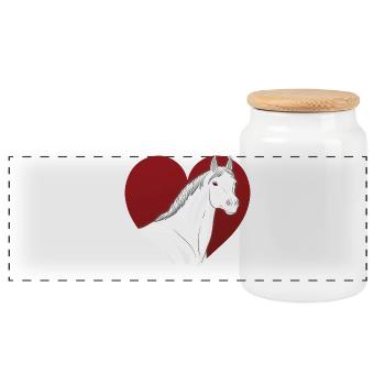 Un cheval Abbayan devant un coeur rouge - Boîte à biscuits avec couvercle en bois - blanc - Devant