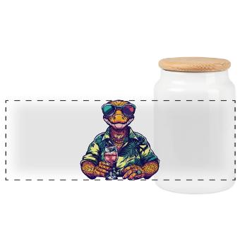 Été de bandes dessinées Snake Cobra - Boîte à biscuits avec couvercle en bois - blanc - Devant