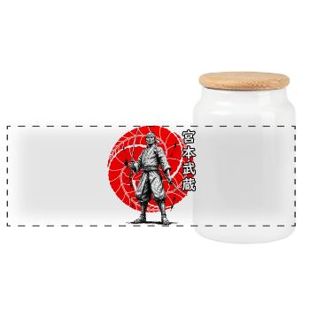 Miyamoto Musashi, escrimeur légendaire - Boîte à biscuits avec couvercle en bois - blanc - Devant