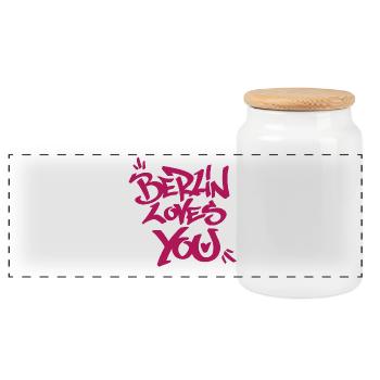 Berlin t’aime dans le style graffiti - Boîte à biscuits avec couvercle en bois - blanc - Devant