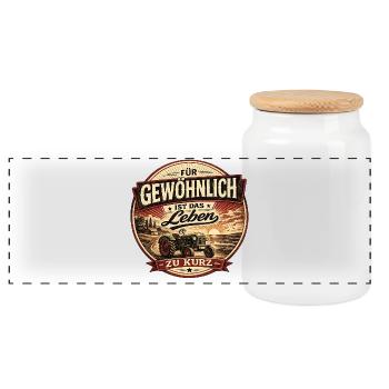 Vintage Traktor Spruch Bauernhof Design - Panorama Keksdose mit Holzdeckel - Weiß - Vorne