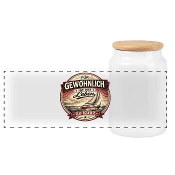 Lebensweisheit auf See Vintage - Panorama Keksdose mit Holzdeckel - Weiß - Vorne