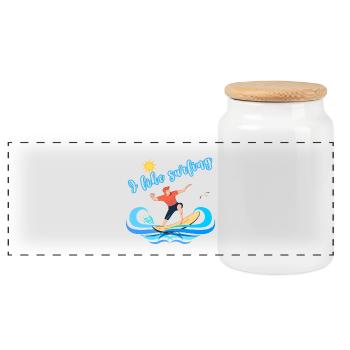 J’aime le surf – Design de plage d’été - Boîte à biscuits avec couvercle en bois - blanc - Devant