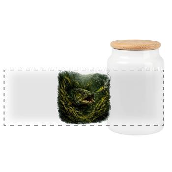Pike Ambush Predator Fishing Design - Panoramic Cookie Jar with Wooden Lid - white - Front