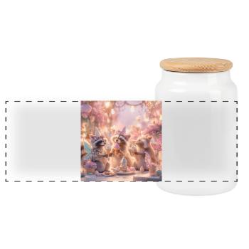 Festival des contes de fées des ratons laveurs de la forêt - Boîte à biscuits avec couvercle en bois - blanc - Devant