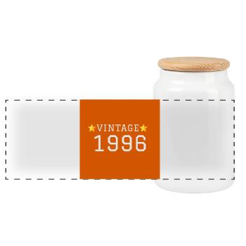 VINTAGE_1996_fond_orange_etoiles_jaunes_retro - Boîte à biscuits avec couvercle en bois - blanc - Devant
