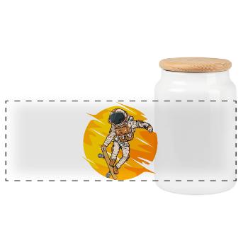 Saut en skateboard d’astronaute - Boîte à biscuits avec couvercle en bois - blanc - Devant