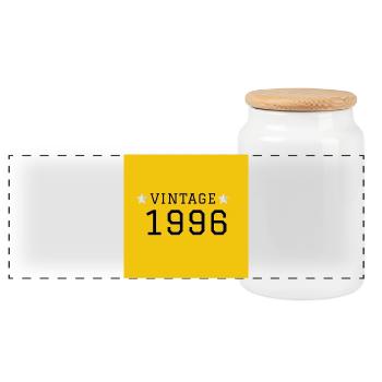 VINTAGE_1996_fond_jaune_etoiles_blanches_retro - Boîte à biscuits avec couvercle en bois - blanc - Devant