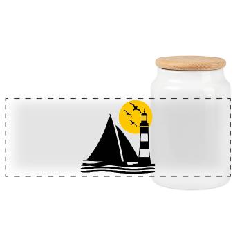 Voile - Boîte à biscuits avec couvercle en bois - blanc - Devant