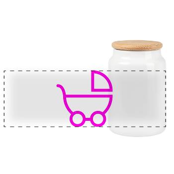 baby carriage - Panoramic Cookie Jar with Wooden Lid - white - Front