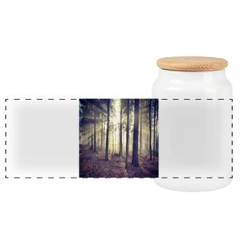 Sunbeams Forest Light - Panoramic Cookie Jar with Wooden Lid - white - Front