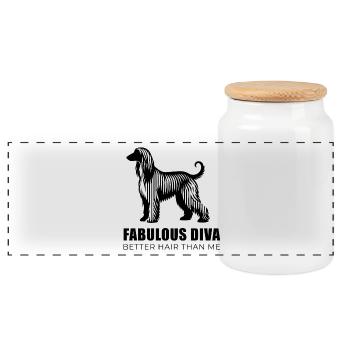Affie Silhouette - Fabulous Diva linear Afghane - Panorama Keksdose mit Holzdeckel - Weiß - Vorne
