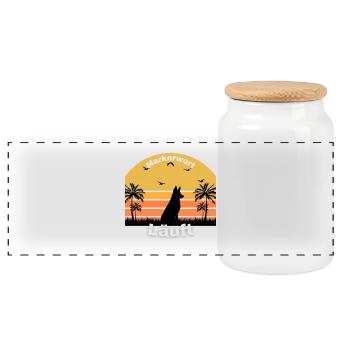 Marker word running - Panoramic Cookie Jar with Wooden Lid - white - Front