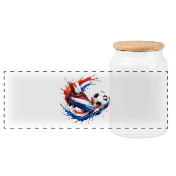 Fußball - Niederlande - Panorama Keksdose mit Holzdeckel - Weiß - Vorne