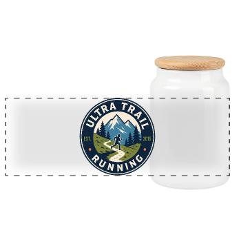 Ultra Trail Running - Panoramic Cookie Jar with Wooden Lid - white - Front