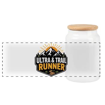 Ultra and Trail Runner - Panoramic Cookie Jar with Wooden Lid - white - Front