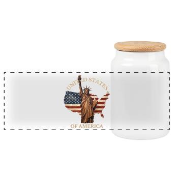 Statue de la Liberté vintage des États-Unis d’Amérique - Boîte à biscuits avec couvercle en bois - blanc - Devant