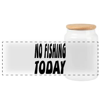 Angling - Panoramic Cookie Jar with Wooden Lid - white - Front