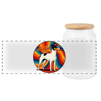 Bodeguero PopArt  - Panorama Keksdose mit Holzdeckel - Weiß - Vorne