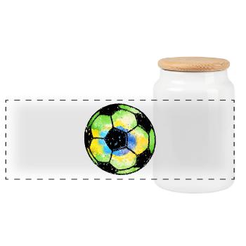 Football Brazil - Green Yellow Blue - Watercolor Painting - Panoramic Cookie Jar with Wooden Lid - white - Front