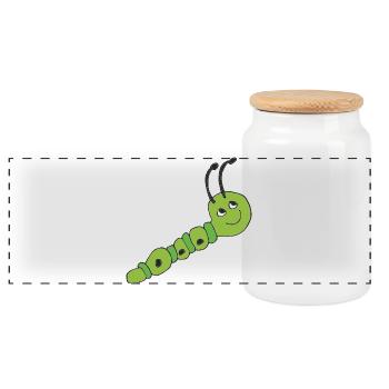 Chenille - Boîte à biscuits avec couvercle en bois - blanc - Devant