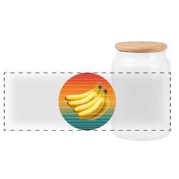 VINTAGE BANANE - Panorama Keksdose mit Holzdeckel - Weiß - Vorne
