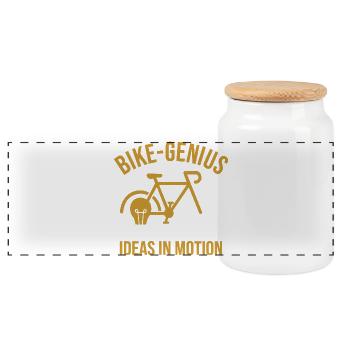 Ideas in Motion Bicycle - Panoramic Cookie Jar with Wooden Lid - white - Front