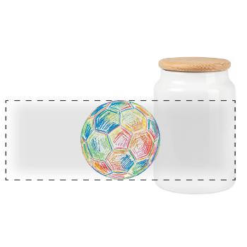 Ballon de football Football Football Dessin Graphique coloré - Boîte à biscuits avec couvercle en bois - blanc - Devant