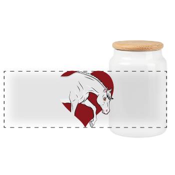 Un dessin manga d'un cheval Abbayan et un coeur - Boîte à biscuits avec couvercle en bois - blanc - Devant