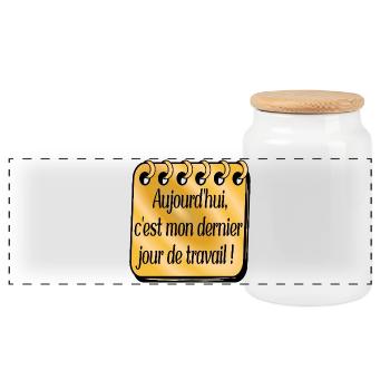 Dernier Jour de Travail - Boîte à biscuits avec couvercle en bois - blanc - Devant