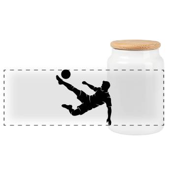 Fussballer Fallrückzieher Silhouette - Panorama Keksdose mit Holzdeckel - Weiß - Vorne