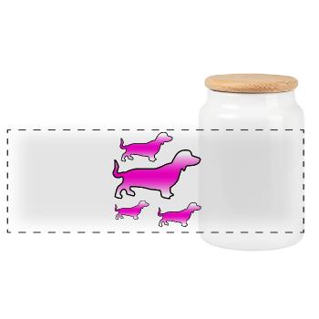 Teckel - Boîte à biscuits avec couvercle en bois - blanc - Devant