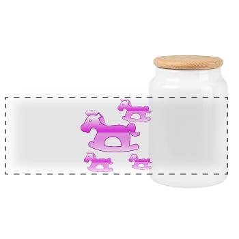 Chevaux - Boîte à biscuits avec couvercle en bois - blanc - Devant