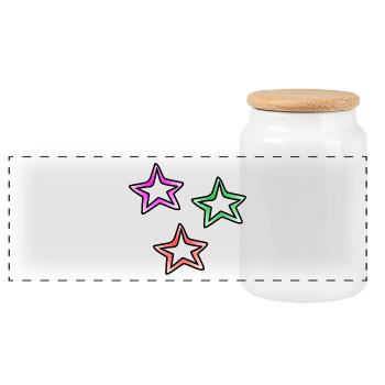 Stars - Panoramic Cookie Jar with Wooden Lid - white - Front