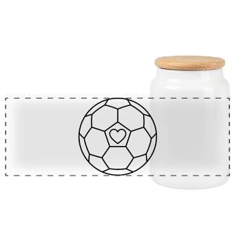 Football with heart - Panoramic Cookie Jar with Wooden Lid - white - Front