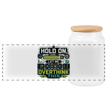 Overthink This Loading Screen - Panoramic Cookie Jar with Wooden Lid - white - Front