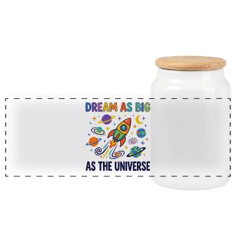 Dream So Big Than The Universe Kids Space - Panorama Keksdose mit Holzdeckel - Weiß - Vorne