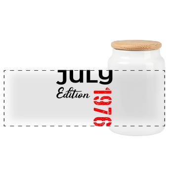 50. Geburtstag Juli 1976 - Panorama Keksdose mit Holzdeckel - Weiß - Vorne