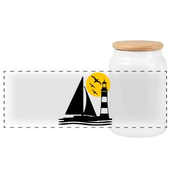 Voile - Boîte à biscuits avec couvercle en bois - blanc - Devant
