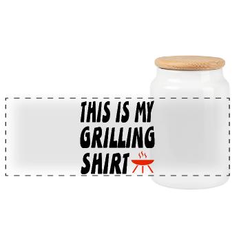Grill - Panoramic Cookie Jar with Wooden Lid - white - Front
